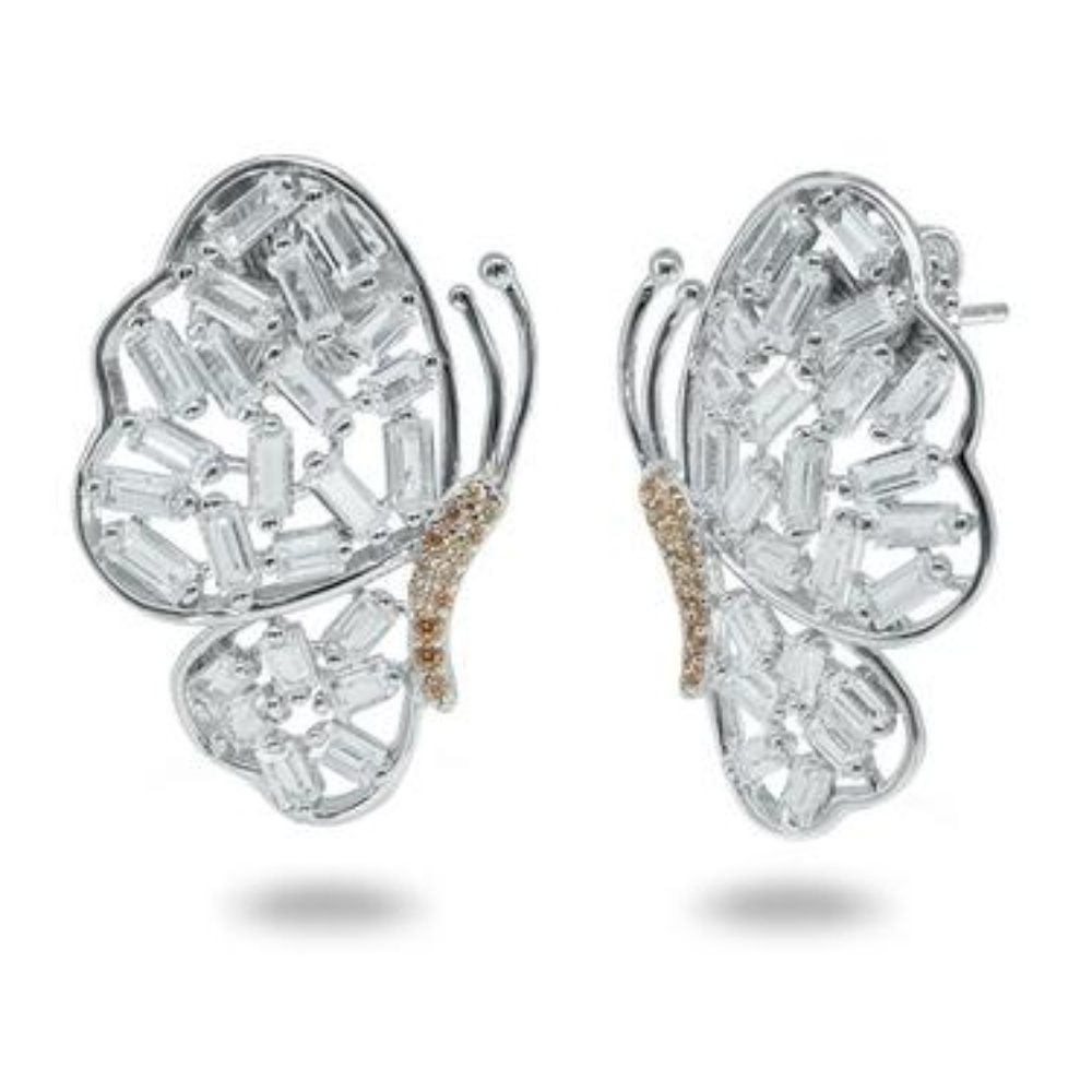 Sparkling Baguette Butterfly Earrings